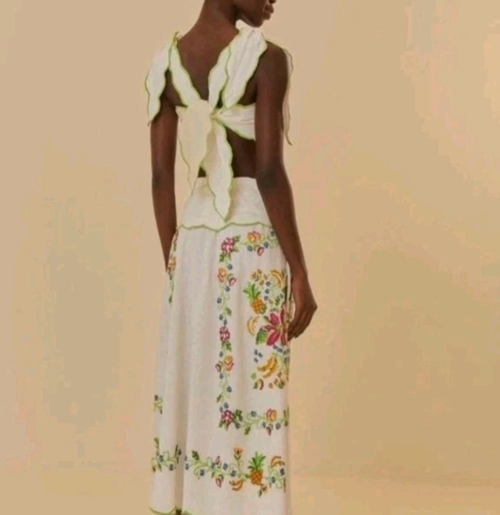 Farm Rio Tropical Romance Off White Maxi Dress - Picture 3 of 9